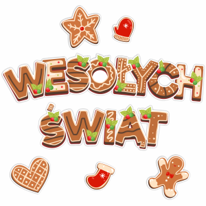 Dekoracja Zimowa - PIERNIKOWE WESOŁYCH ŚWIĄT - Napis Świąteczny 18 szt.