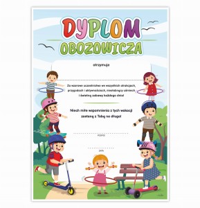 Dyplom dla Obozowicza - Pamiątka upominek za obóz letni wakacje - PARK A4