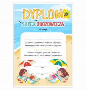 Dyplom Obozowicza - SUPER OBOZOWICZ - Nagroda upominek za obóz letni A5