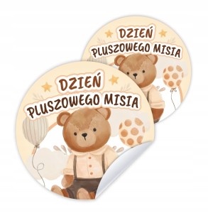 Naklejki - Dzień Pluszowego Misia - Naklejki okolicznościowe 4 cm 24 szt.
