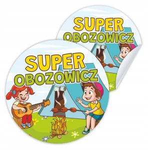 Naklejki Obóz Letni - Super Obozowicz - Motywacyjne Pamiątka 6 cm 4 szt.