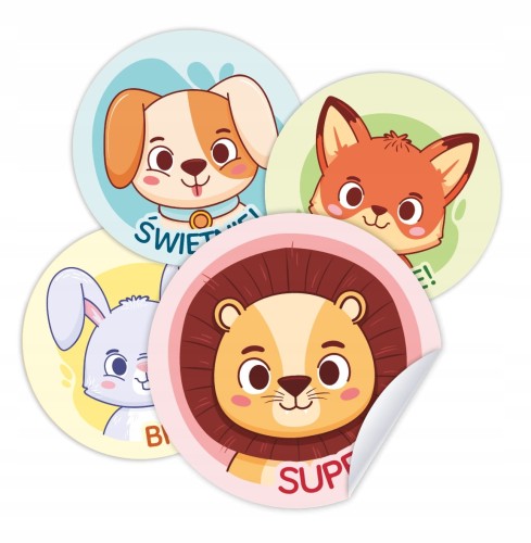 Naklejki motywacyjne zwierzątka na zakończenie roku szkolnego zestaw 24 szt