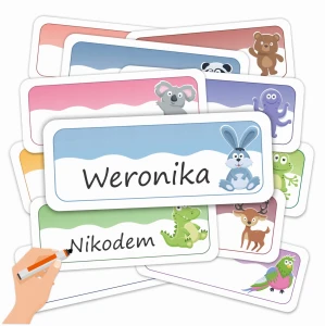 Znaczki do Szatni - ZWIERZĄTKA 01 - dla dzieci Przedszkole 30 szt. + KROPKI