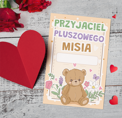 Dzień pluszowego misia Kartka przyjaciel pluszowego misia A6 kartki karteczki dla dzieci na dzień pluszowego misia.png