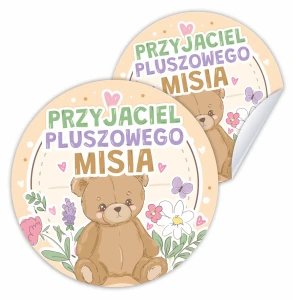 Naklejki Dzień Pluszowego Misia - Przyjaciel Pluszowego Misia (6 cm, 12 szt.)