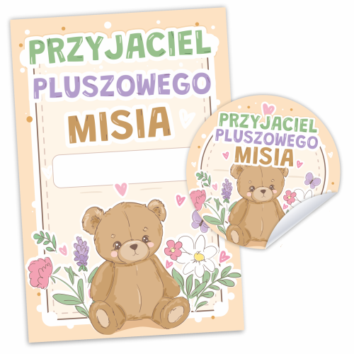 Zestaw kartka i naklejka przyjaciel pluszowego misia A6 6 CM.png