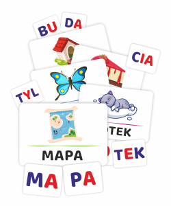 Karty Edukacyjne - Wyrazy Dwusylabowe Układanka - nauka czytania - 126 kart