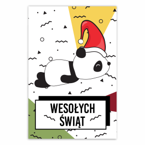 Kartka Świąteczna - Panda Mikołaj - Wesołych Świąt - A6 