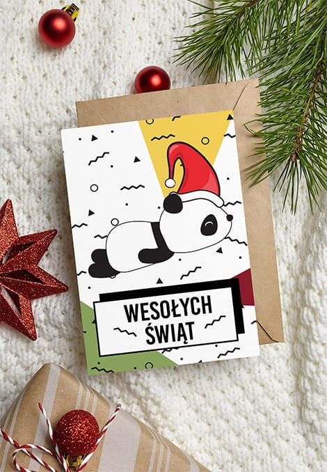 Kartka świąteczna A6 Panda na święta.jpg
