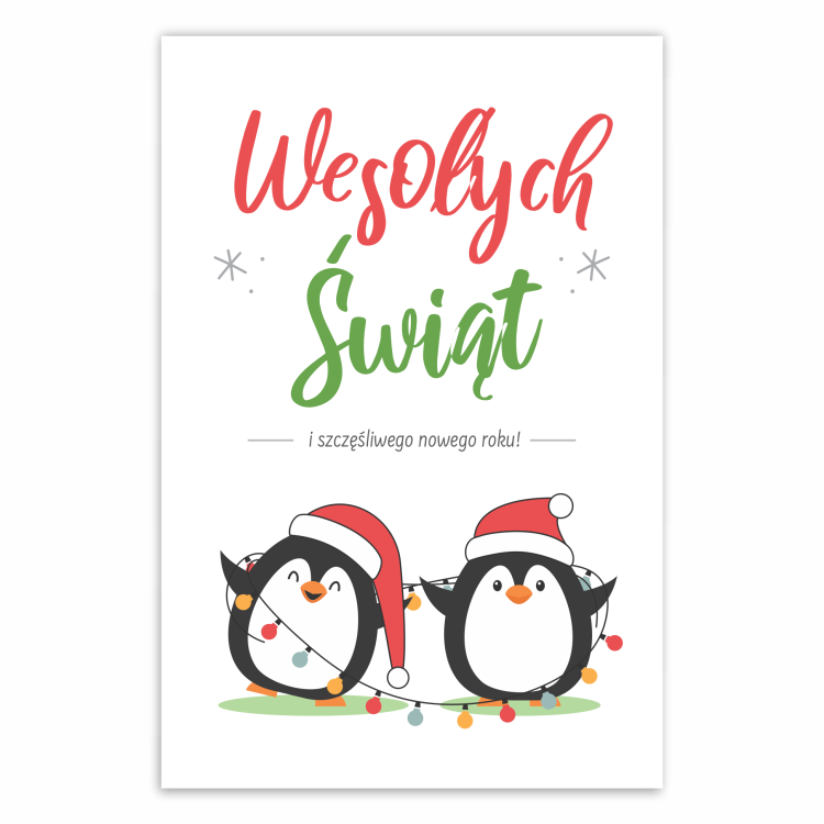 Kartka Wesołych Świąt napis Pingwinki i szczęśliwego nowego roku! świąteczna kartka a6.png
