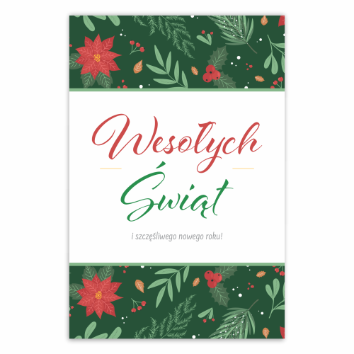 Kartka Wesołych Świąt i szcześliwego nowego roku napis świąteczny kartka zielona a6.png