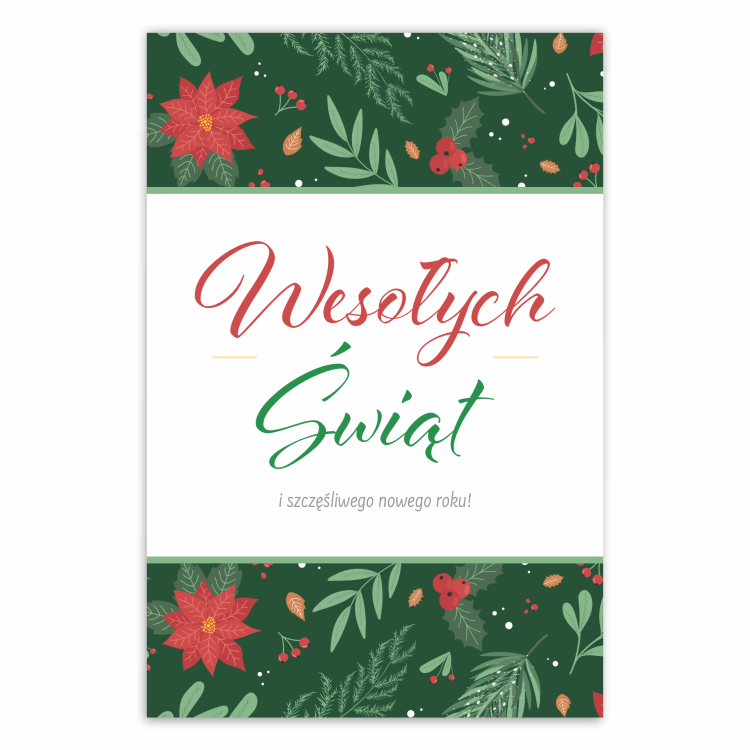 Kartka Wesołych Świąt i szcześliwego nowego roku napis świąteczny kartka zielona a6.png