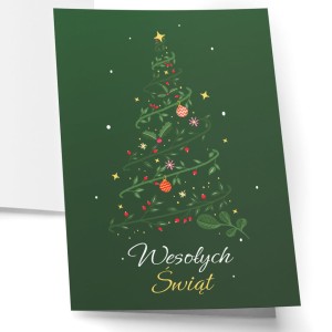 Kartka Świąteczna - Choinka 01 - Wesołych Świąt - Składana