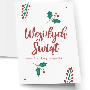 Kartka Świąteczna -  Napis Wesołych Świąt - Składana 