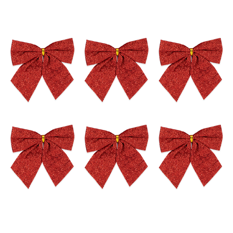 Kokardy świąteczne dekoracja brokat czerwona.png