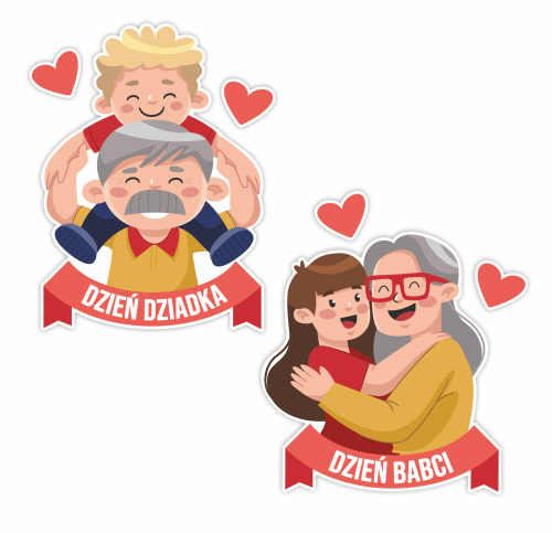 Dekoracja dwustronna okolicznościowa na dzień babci i dziadka z wnukami wnuczkami