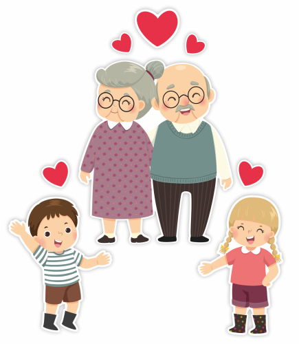 Dzień babci i dziadka dekoracja, dziadkowie i wnuczkowie duża dekoracja