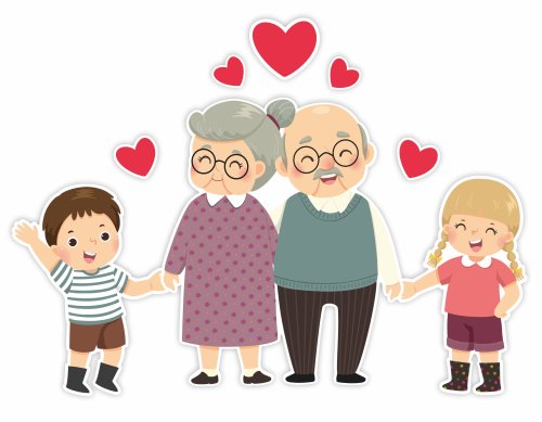 Przytulający się dziadkowie dekoracja, duża dekoracja dziadki i wnuczki, wnuczkowie, dzień babci i dziadka