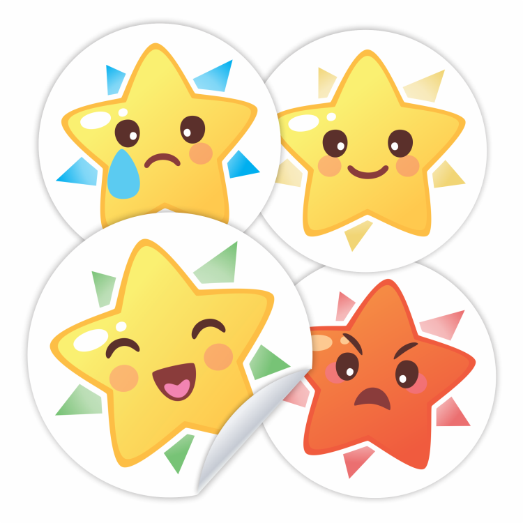 Naklejki motywacyjne szkolne gwiazdki nastroje 3cm zestaw 48 naklejek buzie dla dzieci.png