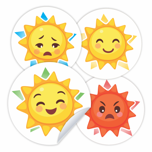 Naklejki motywacyjne szkolne słonka nastroje 3cm zestaw 48 naklejek buzie dla dzieci.png