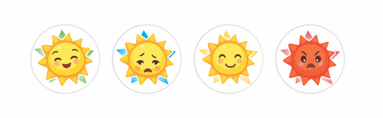 Szkolne naklejki motywacyjne z nastrojami 3 cm - zestaw słoneczka.png