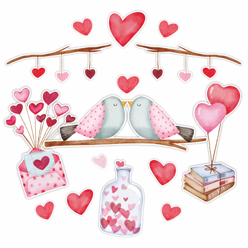 Walentynki Dekoracja Walentynkowa zestaw serduszka poczta walentynkowa.png