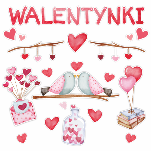 Walentynki Dekoracja Walentynkowa duży zestaw serduszka poczta walentynkowa.png