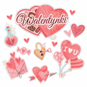 Dekoracja Walentynkowa - Walentynki 02 - 12 szt A3