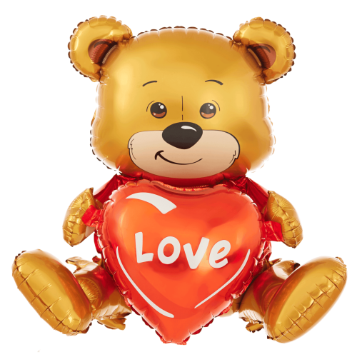 Walentynki prezent dla niej dla niego miś i serce LOVE duży słodki balon.png