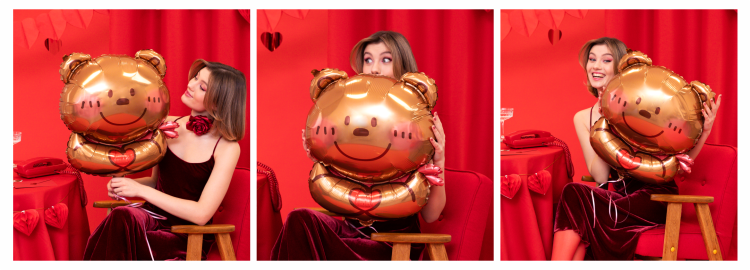 Walentynki dekoracja Walentynkowa Miś serduszko słodki duży balon ozdoba.png