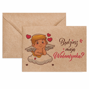 Koperta Walentynki - Będziesz moją Walentynką? - Kupidyn - KRAFT