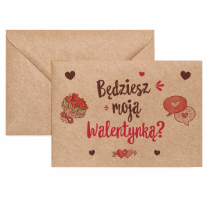Koperta Walentynki - Będziesz moją Walentynką? 02 - Napis - KRAFT