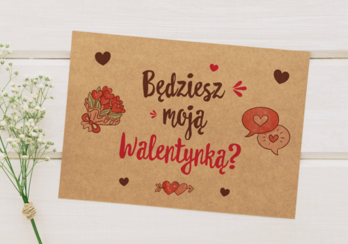 Elegancka koperta kraft na Walentynki z napisem - widok z tyłu