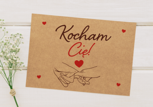 Ozdobna koperta kraft Kocham Cię na Walentynki - tył koperty