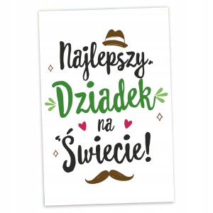 KARTKA ŻYCZENIA DZIEŃ DZIADKA - NAJLEPSZY DZIADEK NA ŚWIECIE NAPIS - A6