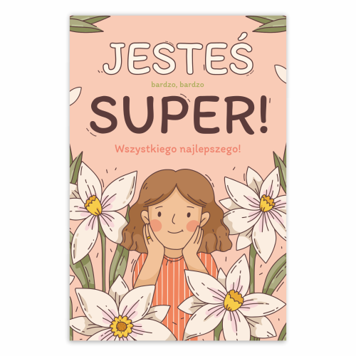 Dzień kobiet Kartka Okolicznościowa na życzenia na dzień kobiet 8 marca jesteś super dziewczyną