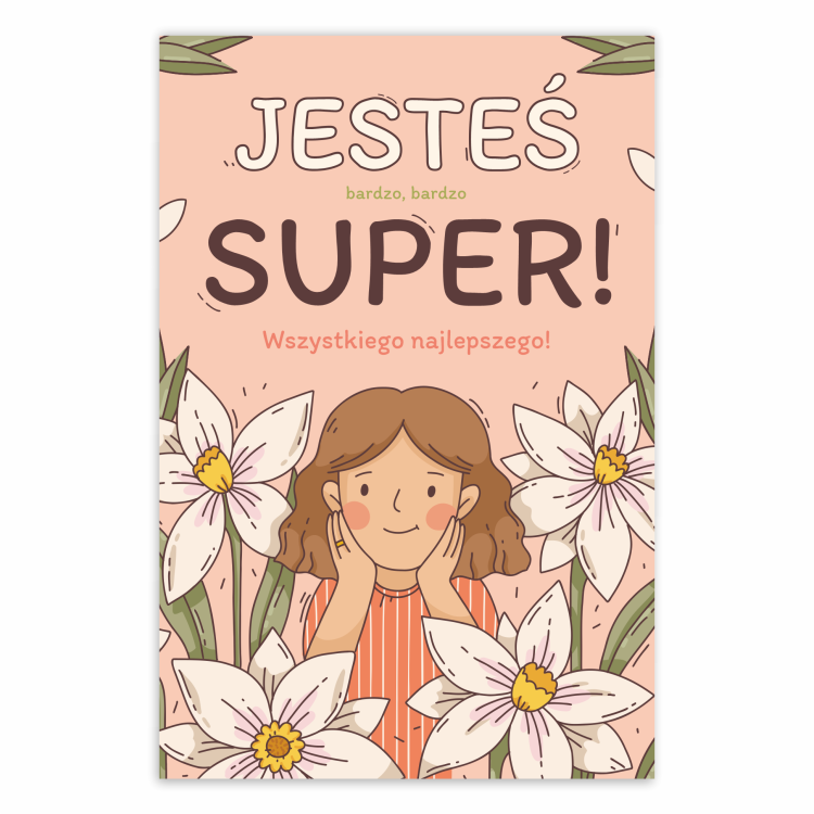 Dzień kobiet Kartka Okolicznościowa na życzenia na dzień kobiet 8 marca jesteś super dziewczyną