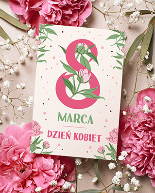 Dzień kobiet Kartka Okolicznościowa na dzień kobiet 8 marca
