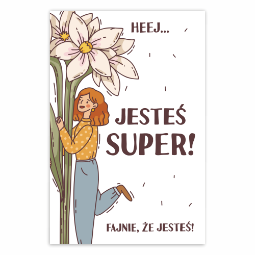 Dzień kobiet Kartka na życzenia na dzień kobiet 8 marca jesteś super kobitką dziewczyną