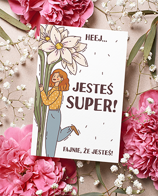 Dzień kobiet Kartka Okolicznościowa na dzień kobiet 8 marca jesteś super kobitką dziewczyną