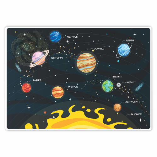 Plakat edukacyjny dla dzieci Kosmos - planety i układ słoneczny.png