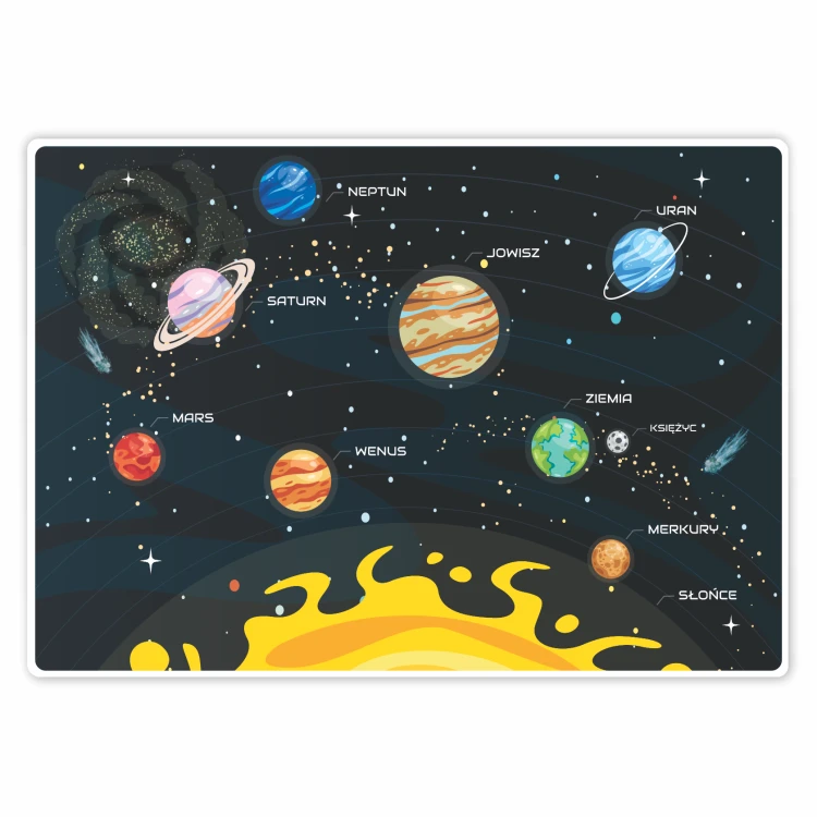 Plakat edukacyjny dla dzieci Kosmos - planety i układ słoneczny.png