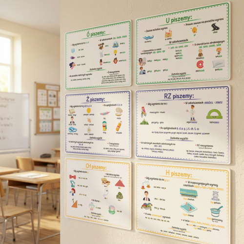 Plansze ortografia do szkoły - nauka ortografi dla dzieci zasady pisowni ż ó ch h ź u.png