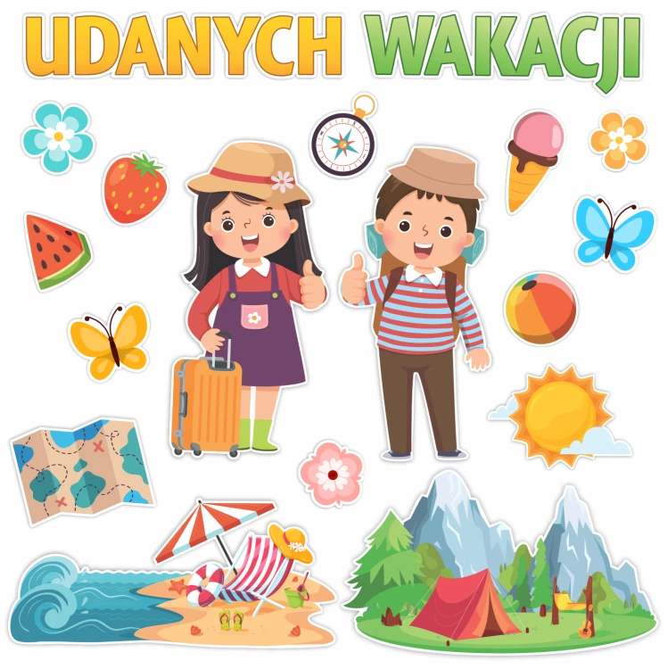 Udanych wakacji dużyt zestaw dekoracja na konier roku szkolnego.png