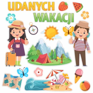 Dekoracja Szkolna - UDANYCH WAKACJI - Duża Ozdoba Szkolna na Zakończenie 