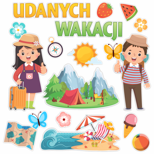 Dekoracja szkolan przywitanie wakacji - udanych wakacji - duży zestaw dekoracji na zakończenie roku w szkole przedszkolu.png