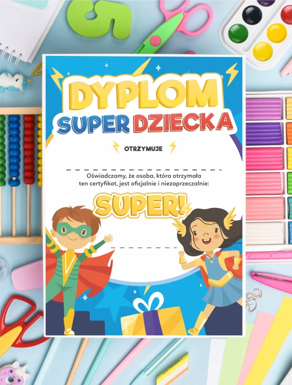 Certyfikat super dziecka A5 mały upominek dla dzieci na dzień dziecka.png