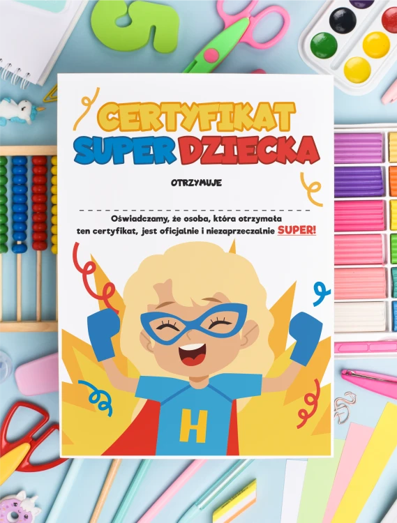 Certyfikat super dziecka super dziewczynka A5 mały upominek dla dzieci na dzień dziecka.png