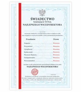 Świadectwo z Paskiem - NAJLEPSZEGO WICEDYREKOTRA - Dyplom A4 