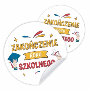 Naklejki Zakończenie roku Szkolnego - Napis - Zestaw 24 szt. 4 cm
